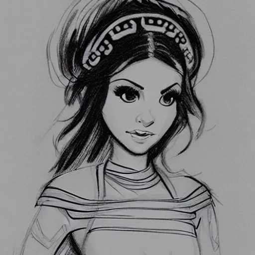 Image similar to milt kahl sketch of victoria justice as princess padme from star wars episode 3