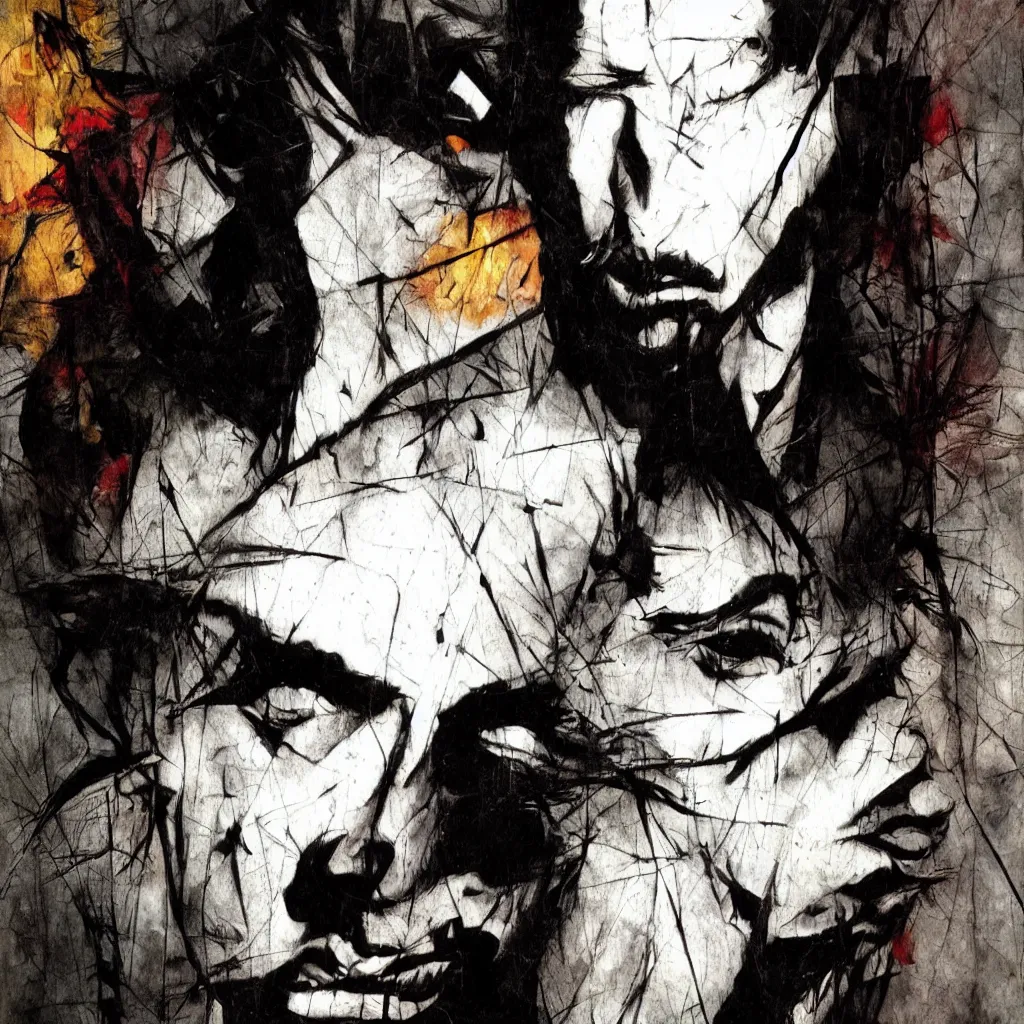 Prompt: Marylin Manson by Dave McKean