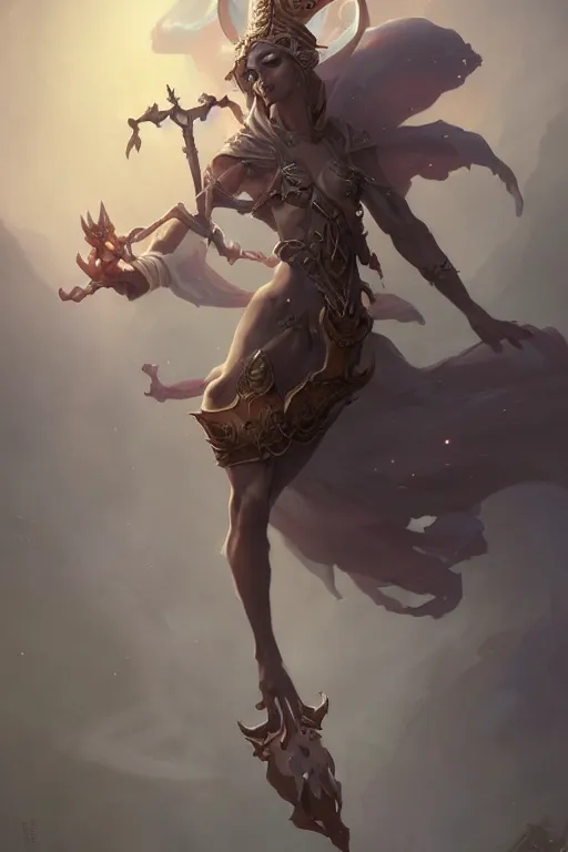 Image similar to high fantasy chaos goddess designed by peter mohrbacher, Greg rutkowski, blizzard concept artists, concept art, fantasy, 4k, CG render, octane, insanely detailed,