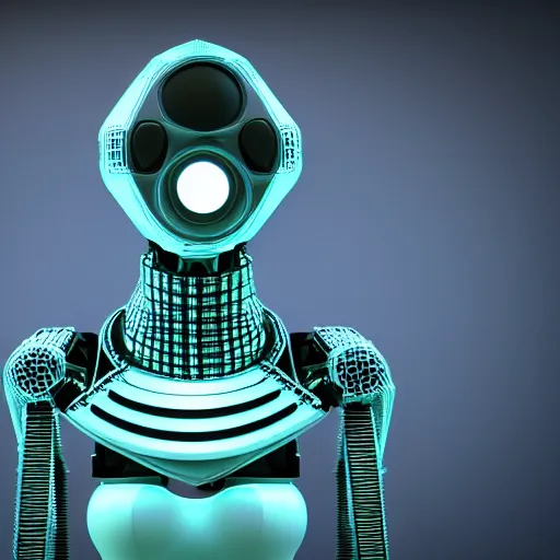 Image similar to robot wearing a large scarf around its neck. 3 d render, oktane, post - processing, 8 k, cinematic lighting