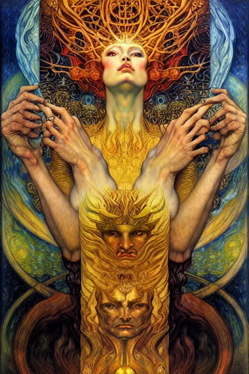 Image similar to Divine Chaos Engine by Karol Bak, Jean Delville, William Blake, Gustav Klimt, and Vincent Van Gogh, symbolist, visionary