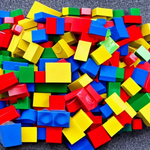 Prompt: giant pile of lego bricks