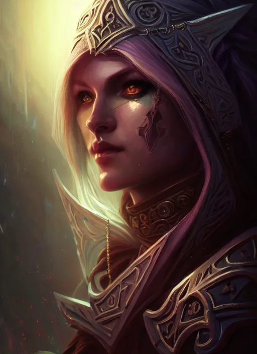 Prompt: portrait of sylvanas windrunner, evil, geometric runes, souls of the dead glowing, intricate, elegant, glowing lights, highly detailed, digital painting, artstation, concept art, smooth, sharp focus, illustration, art by wlop, mars ravelo and greg rutkowski