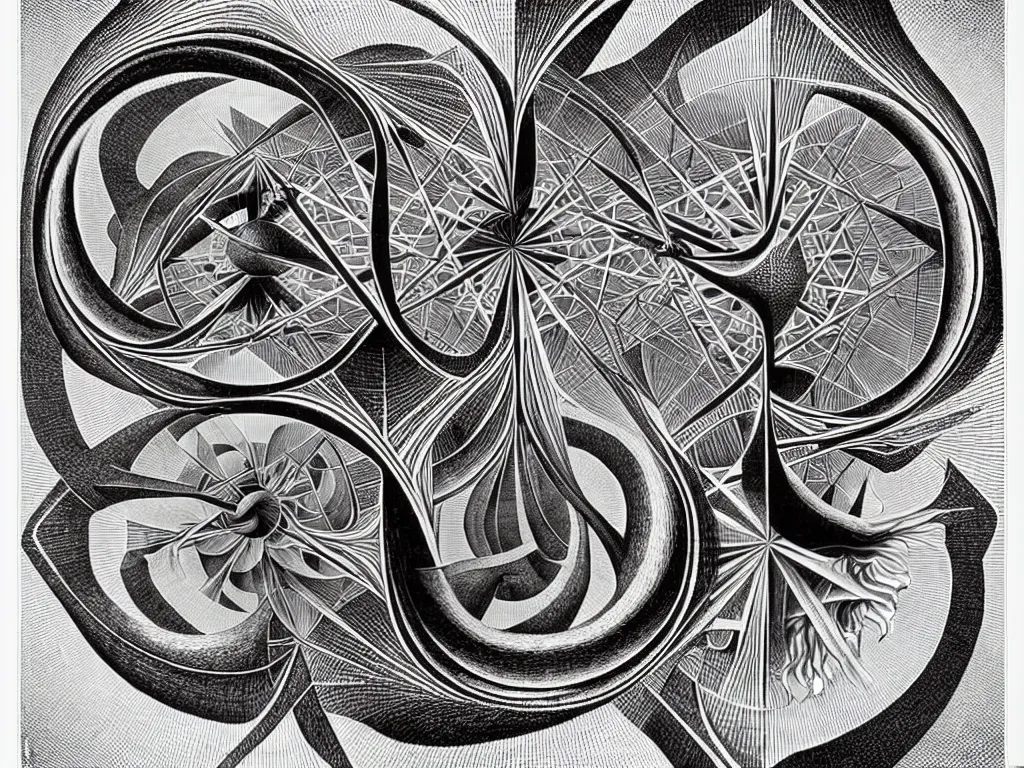 Image similar to surreal perspective, geometric, neo surrealism, art by ernst haeckel and daniel martin diaz and mc escher