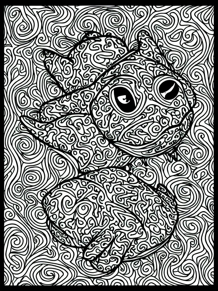 Image similar to beautiful frog's head, ornamental, fractal, line art, vector, outline, simplified, colouring page