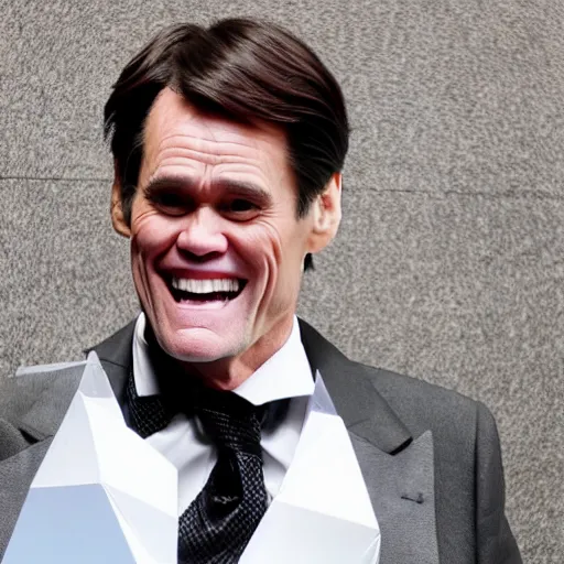 Image similar to jim carrey cosplaying as an anthropomorphic carrier pigeon