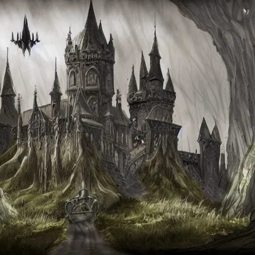 beautiful gothic castle landscape in the style of Dnd | Stable Diffusion