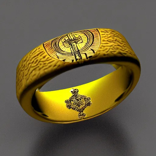 Image similar to the ring from lord if the rings with an imprinted ruler, cm scale imprinted on the inside of the ring, highly detailed, 8 k, trending on artstation, mystic, rpg artwork