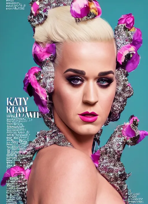 Image similar to katy perry styled by nick knight posing, full body shot, vogue magazine, canon, highly realistic. high resolution. highly detailed. dramatic. 8 k. 4 k.