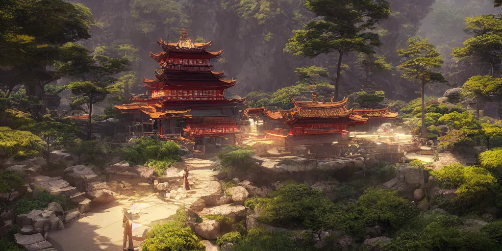 Image similar to hutao from genshin impact, unreal 5, hyperrealistic, realistic, photorealistic, dynamic lighting, highly detailed, cinematic landscape, studio landscape, studio lighting