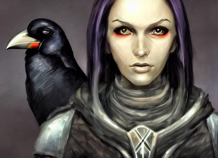 Image similar to portrait of raven themed character. concept art contest winner by bungie ( 2 0 0 7 ).