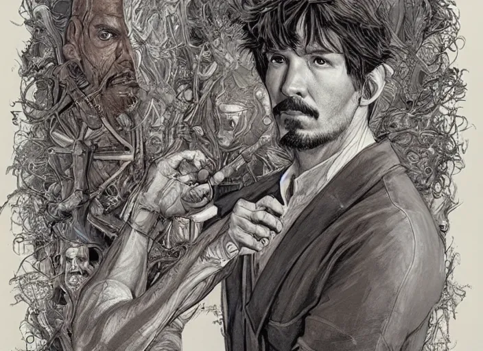 Prompt: a highly detailed anatomical portrait of stephen strange, james gurney, james jean