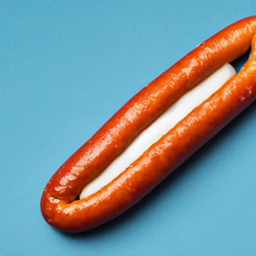 Image similar to infinitely long hotdog, white background