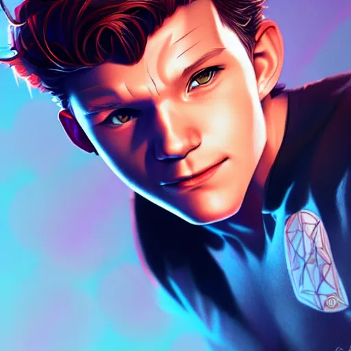 Image similar to Tom Holland, by rossdraws, artgerm, NIXEU, Itslopez,