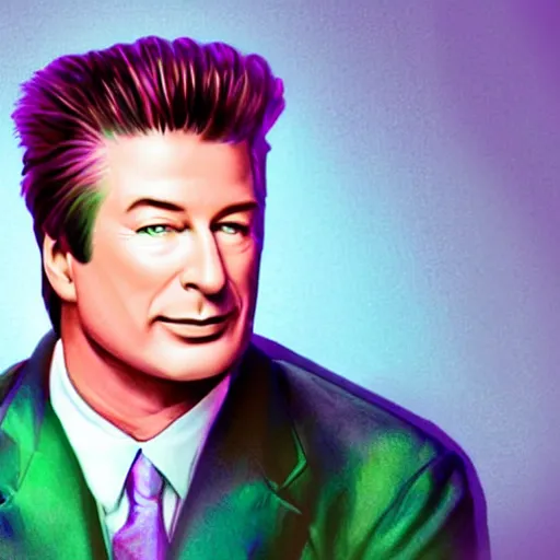 Prompt: retrowave splintered very strange portrait of alec baldwin