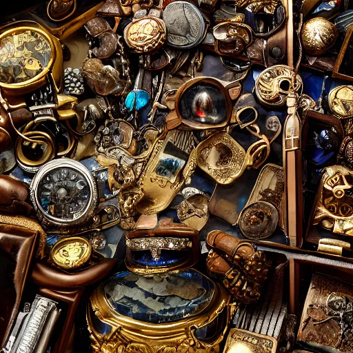 Prompt: An enormous treasure vault filled with artifacts, jewels and treasures lost to time, ultra-high definition, 4K, museum quality photo