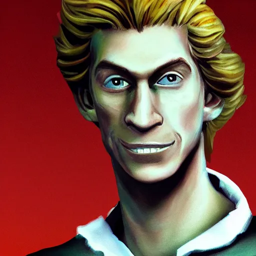 Image similar to a photorealistic portrait of guybrush threepwood mighty pirate