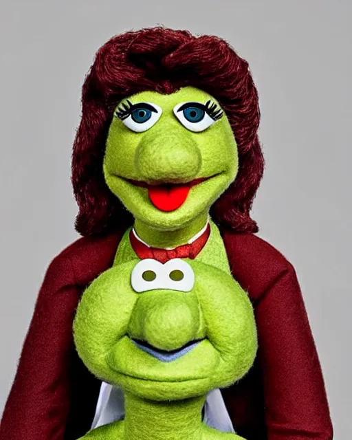 Image similar to meredith palmer as a muppet. highly detailed felt. hyper real photo. 4 k.