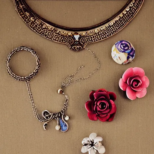 Image similar to vintage floral jewelry