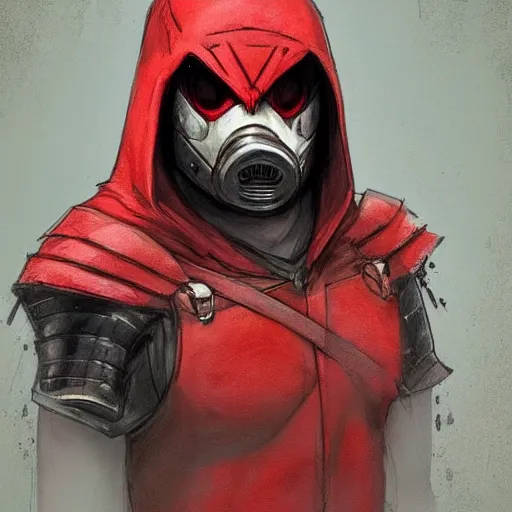 Image similar to Anthropomorphic Pig in a red hood by rossdraws,greg rutkowski,and Sarah Andersen,ambient style, very detailed,detailed armor,detailed helmet