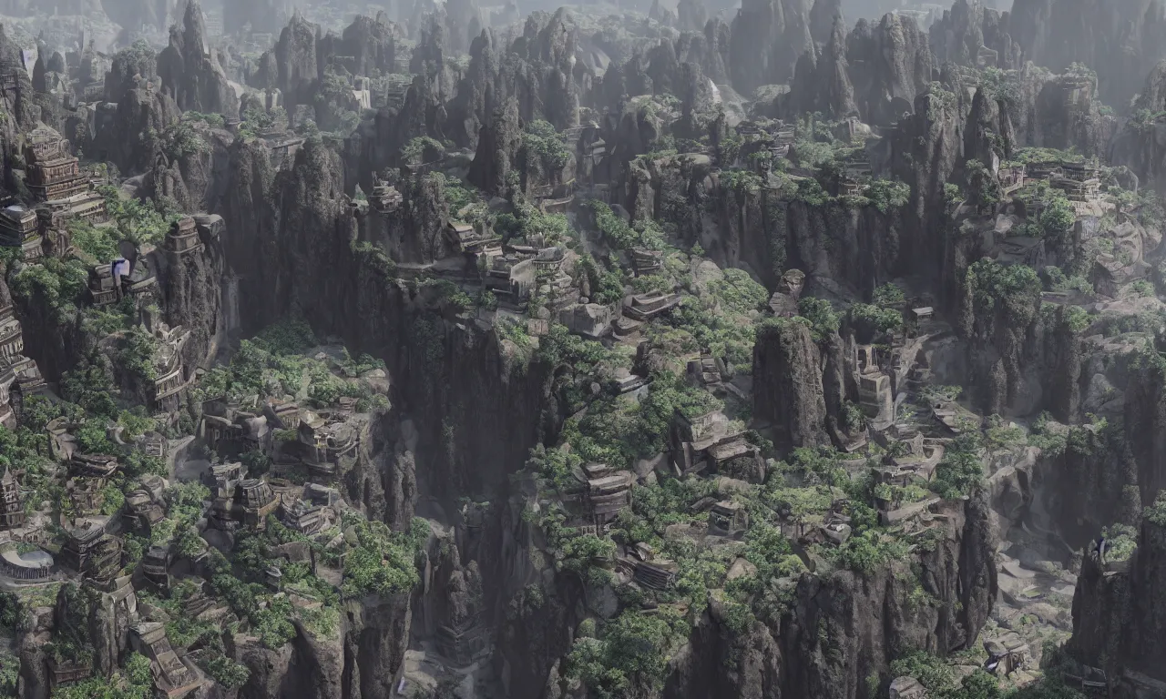 Image similar to a great city carved into the side of a mountain, photorealistic, ultra realistic landscape, 8 k, octane render, unreal engine 5