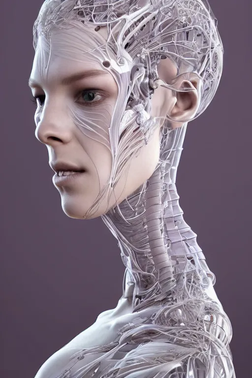 Image similar to biomedical design of an attractive serene android, natural background out of focus, cinematic lighting, intricate, elegant, super highly detailed, art station, concept art, smooth, sharp focus, no blur, no dof, extreme illustration, Photorealism, HD quality, 8k resolution, cinema 4d, 3D, beautiful, delicate, art by artgerm and greg rutkowski and alphonse mucha and loish and WLOP