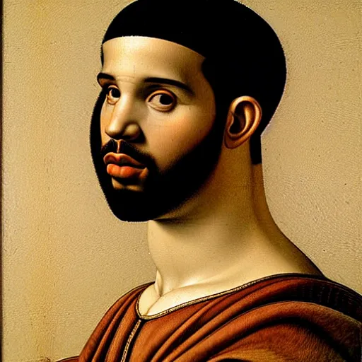 Image similar to a portrait of drake by leonardo da vinci