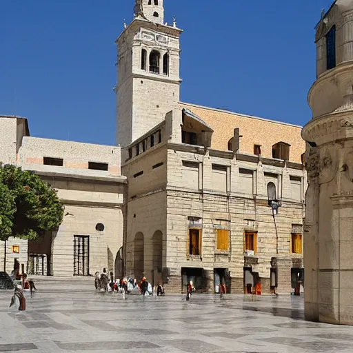 Prompt: el escorial square with the sanctuary of the virgen de gracia, by martin rico y ortega