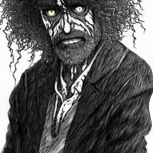 Image similar to a stunning depiction of an undead bob ross by kentaro miura, hyper - detailed masterpiece