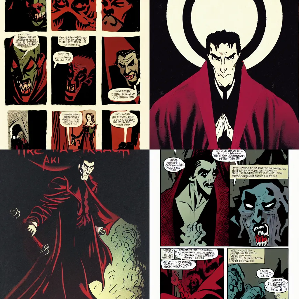 Prompt: Dracula in Mike Mignola Art Style 8k