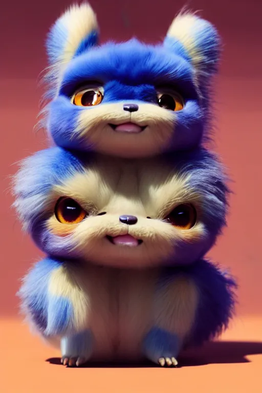 Image similar to high quality 3 d render hyperrealist very cute multicolor stripped fluffy! tarantula cat hybrid highly detailed, vray smooth, in the style of detective pikachu, hannah yata charlie immer, dramatic blue light, low angle, uhd 8 k, sharp focus