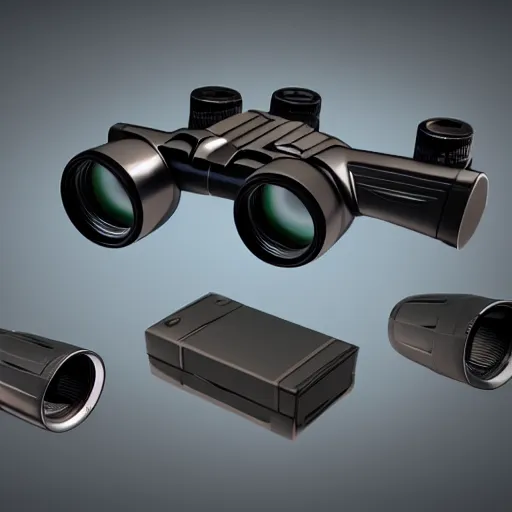 Image similar to modular game item, futuristic binoculars, very realistic , artstation, concept art , game art, high quality, 4k , 8k