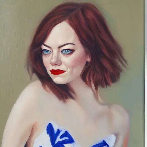 Image similar to oil painting of emma stone by james jean