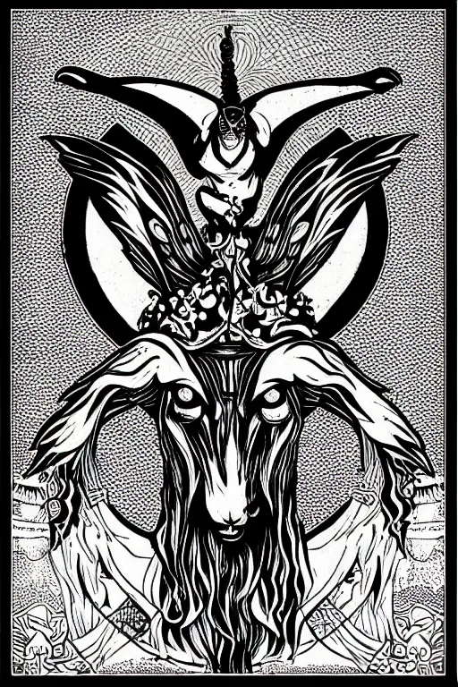 Image similar to baphomet black and white illustration