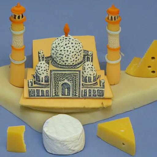 Image similar to cheese a reconstruction of the cheese taj mahal made ot of different cheeses, cheese