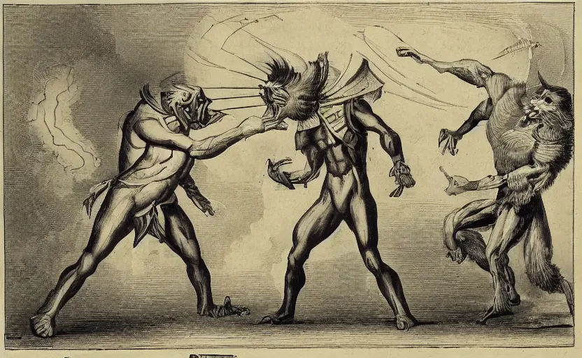 Image similar to anthropomorphic representation of Dall-e 2 fighting anthropomorphic representation of Stable Diffusion