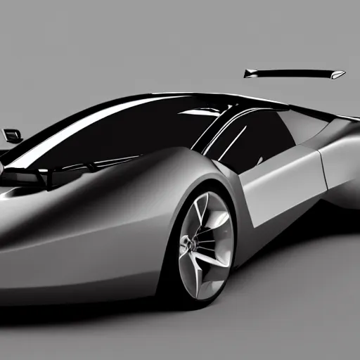 Image similar to render of futuristic supercar, realistic, detail, clean