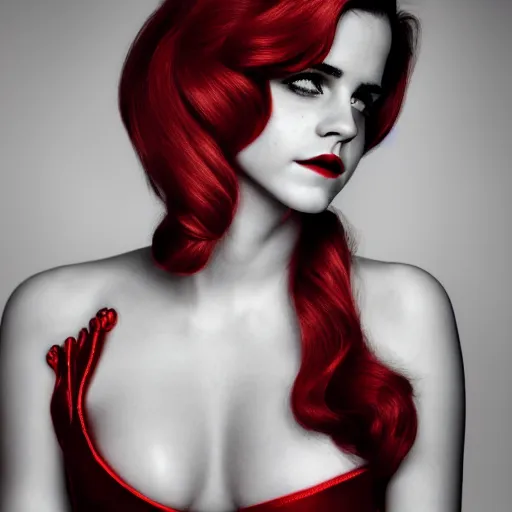 Image similar to Emma Watson as Jessica Rabbit, (Sony a7R IV, modelsociety, symmetric balance, dynamic range)