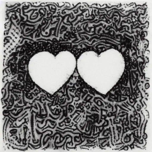 Prompt: A depiction of love on a burnt napkin, by Lucien Clergue and R. Crumb