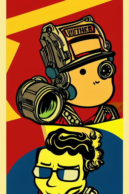 Image similar to fallout 7 6 retro futurist illustration art by butcher billy, sticker, colorful, illustration, highly detailed, simple, smooth and clean vector curves, no jagged lines, vector art, smooth andy warhol style