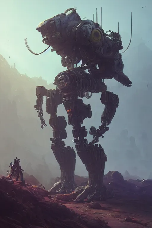 Image similar to mech prince, highly detailed, dscifi, fantasy, highly detailed, digital painting, trending on artstation, concept art, sharp focus, illustration, global illumination, shaded, art by greg rutkowski and simon stalenhag