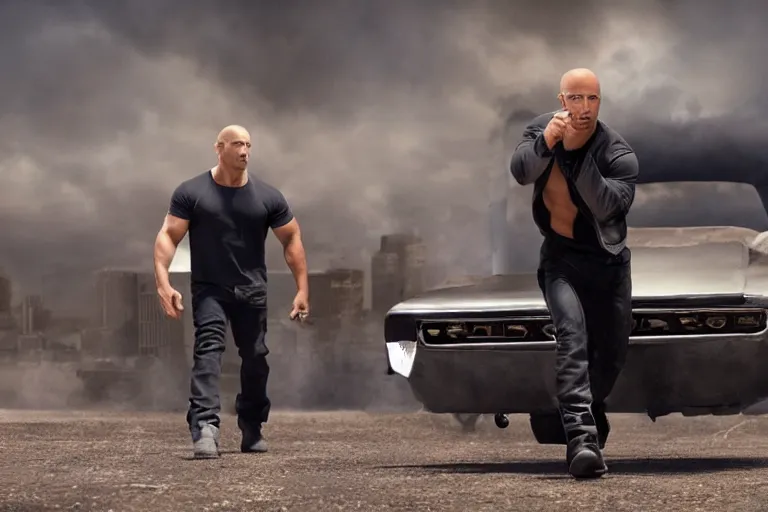 Prompt: i think you should leave coffin flop, movie still, 8 k, from the newest fast and furious movie