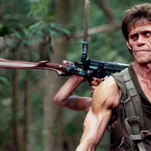 Image similar to willem dafoe as rambo