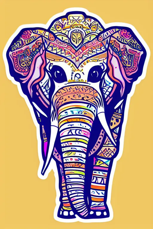 Image similar to A portrait of a baby elephant, sticker, colorful, illustration, smooth and clean vector curves, no jagged lines, vector art, smooth