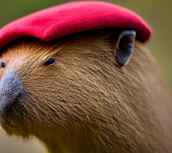 Image similar to a portrait of capybara with a redcap mushroom cap growing on its head by luis royo. intricate. lifelike. soft light. sony a 7 r iv 5 5 mm. cinematic post - processing