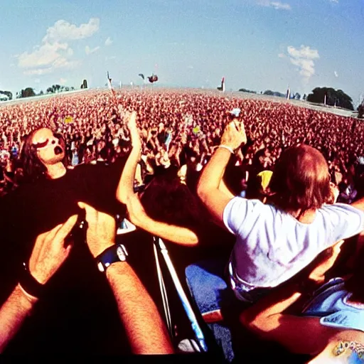 Image similar to the doors playing at Woodstock 99’ with a good view of the band and audience