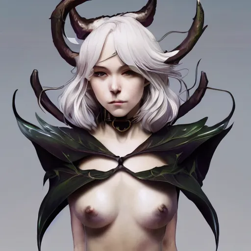 Prompt: a beautiful anime girl wtih demon horns and bat wings,white hair,full body painting,by Greg Rutkowski and Ilya Kuvshinov and Alphonse Maria Mucha and moebius,super clear details,hyper realistic,trending on artstation,8k