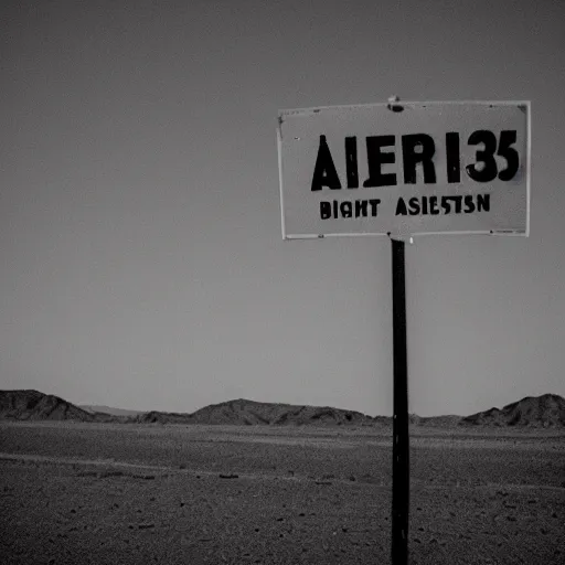 Prompt: area 51, shot in desert dark night sky, creepy lights