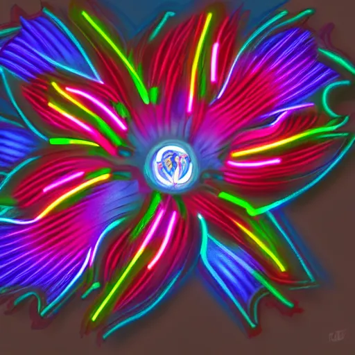 Prompt: a cybertronic, neon, glowing tiger lily flower, detailed, trending on art station