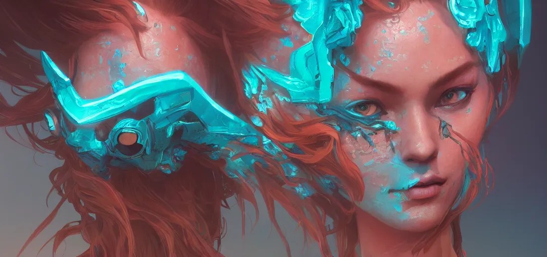 Prompt: asymmetry!! portrait of teal coral alien in the style of horizon zero dawn, machine face, intricate, elegant, highly detailed, digital painting, artstation, concept art, smooth, sharp focus, illustration, art by artgerm and greg rutkowski and alphonse mucha, 8 k